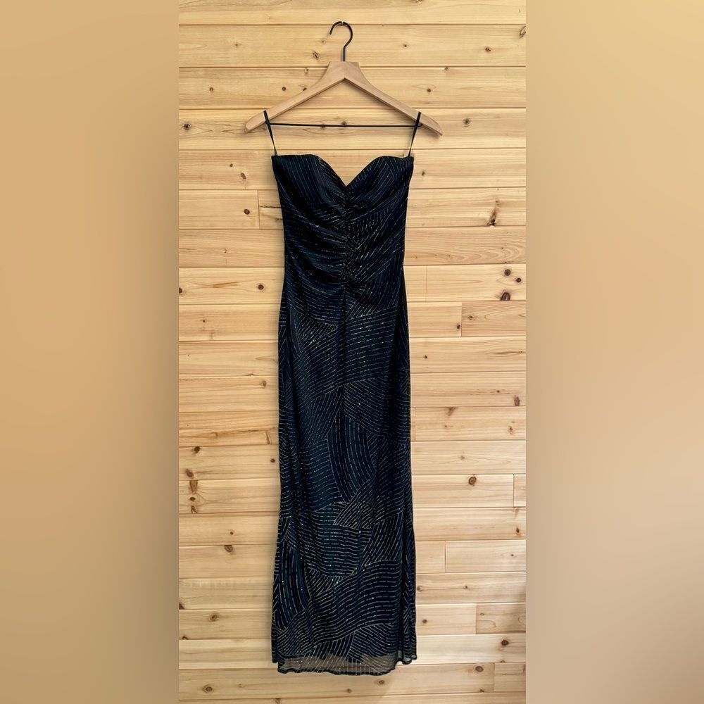Vintage Jessica McClintock For Gunne Sax Size 7 Ruched Bodice Strapless Gown